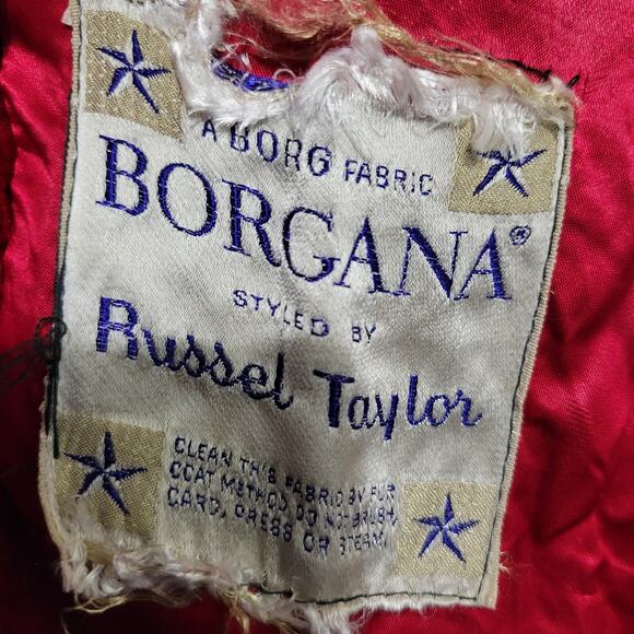 Vintage Borgana Russel Taylor Faux Fur Coat Bright Red Pile Soft Teddy 60s Small - Picture 14 of 16